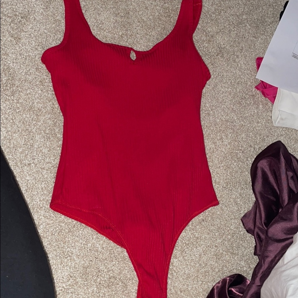 Red Hollister thong bodysuit
